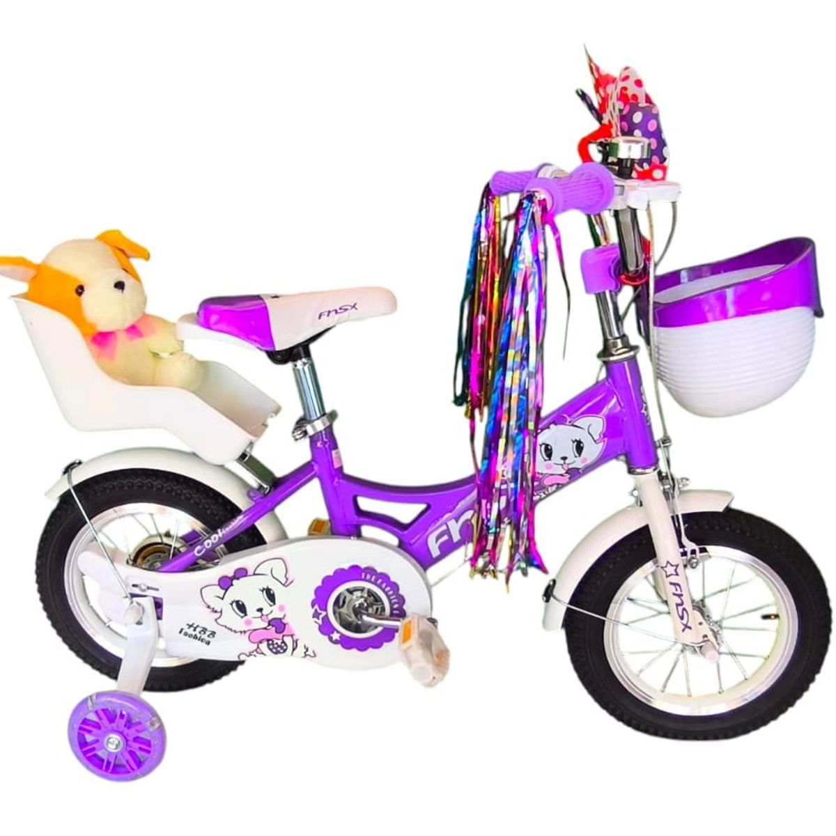 GENERICO - Bicicleta Aro 12 Infantil  Con Peluchero Lila Fnsx