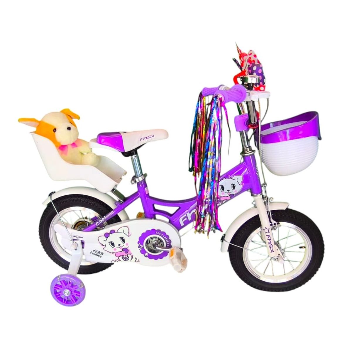 GENERICO - Bicicleta Aro 12 Infantil  Con Peluchero Lila Fnsx
