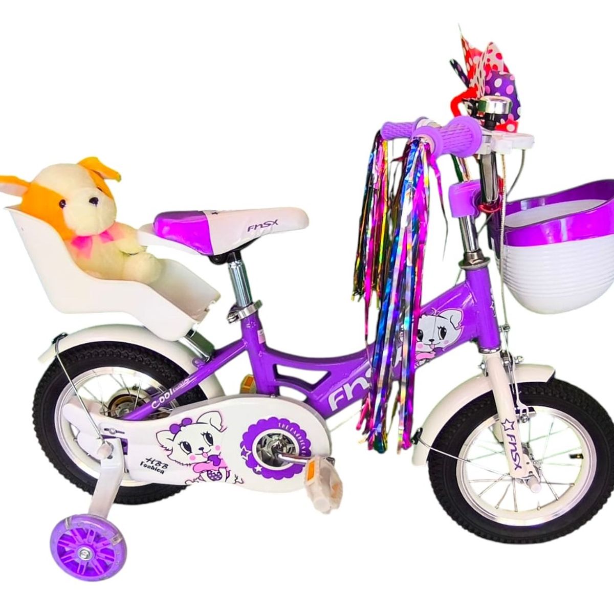 GENERICO - Bicicleta Aro 12 Infantil  Con Peluchero Lila Fnsx