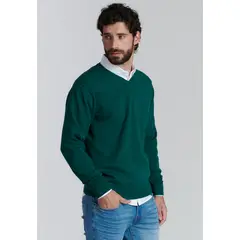 FEROUCH - Sweater V Neck Solido F Smart Casual Café