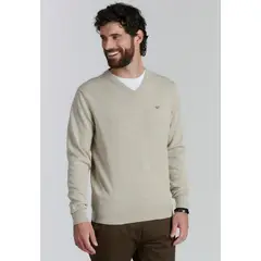 FEROUCH - Sweater V Neck Melange F Smart Casual Beige