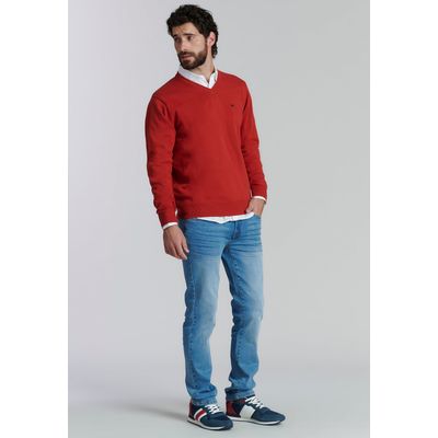 Imagen 2 del producto Sweater V Neck Solido F Smart Casual Rojo