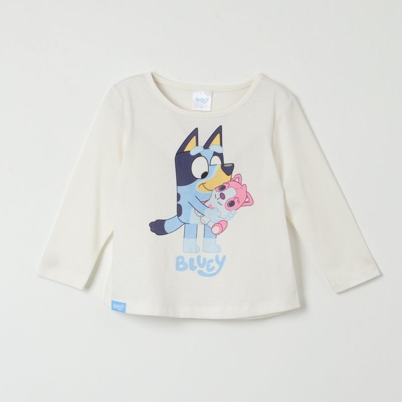 BLUEY - Polera Manga Larga Niña Hug Beige Bluey