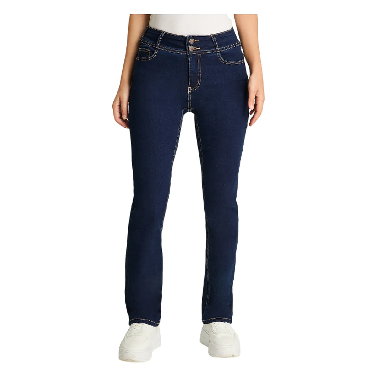 LORENZO DI PONTTI - Jeans Recto 5 Bolsillos Push Up Azul Marino