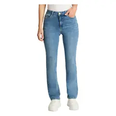 CURVI - Jeans Tiro Alto Recto 5 Bolsillos