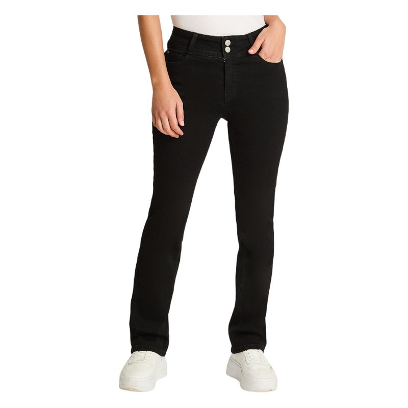 LORENZO DI PONTTI - Jeans Tiro Medio Recto 5 Bolsillos Push Up Negro