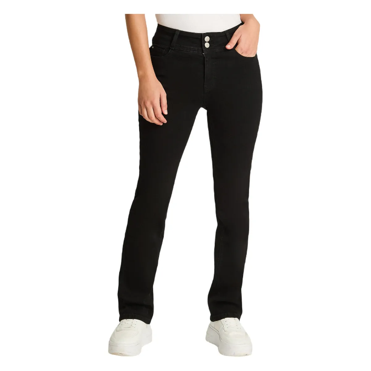 LORENZO DI PONTTI - Jeans Recto 5 Bolsillos Push Up Negro