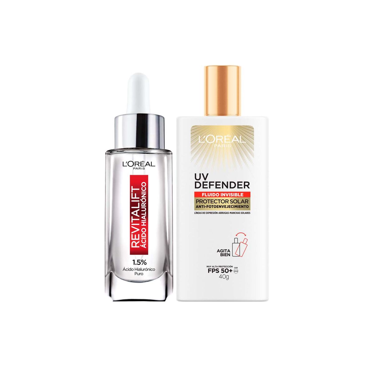 LOREAL PARIS - Pack Serum Hialuronico + UV defender protector solar