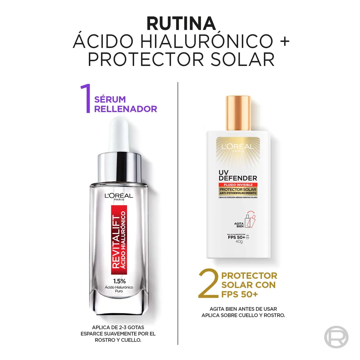LOREAL PARIS - Pack Serum Hialuronico + UV defender protector solar