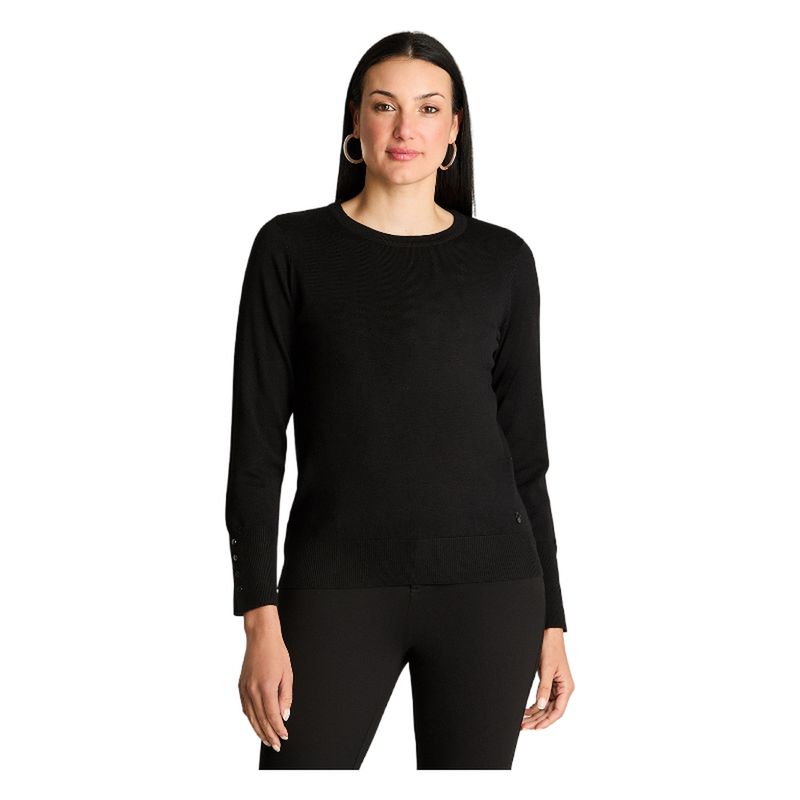 LORENZO DI PONTTI - Sweater Manga Larga Escote Redondo Negro