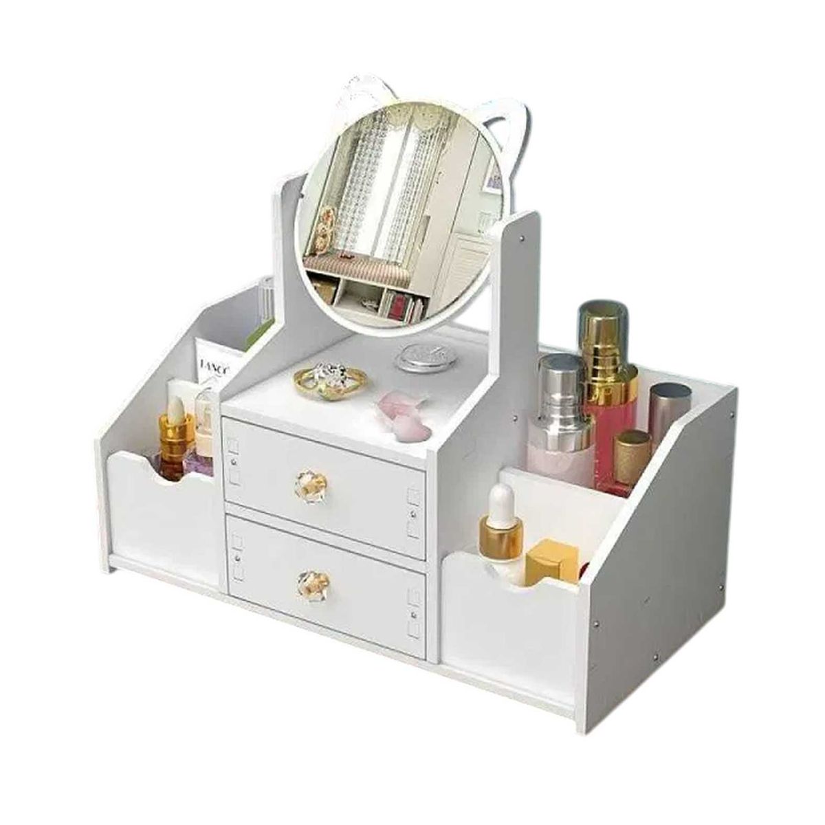 GENERICO - Organizador Mini Joyero Tocador Espejo Joyero Gato