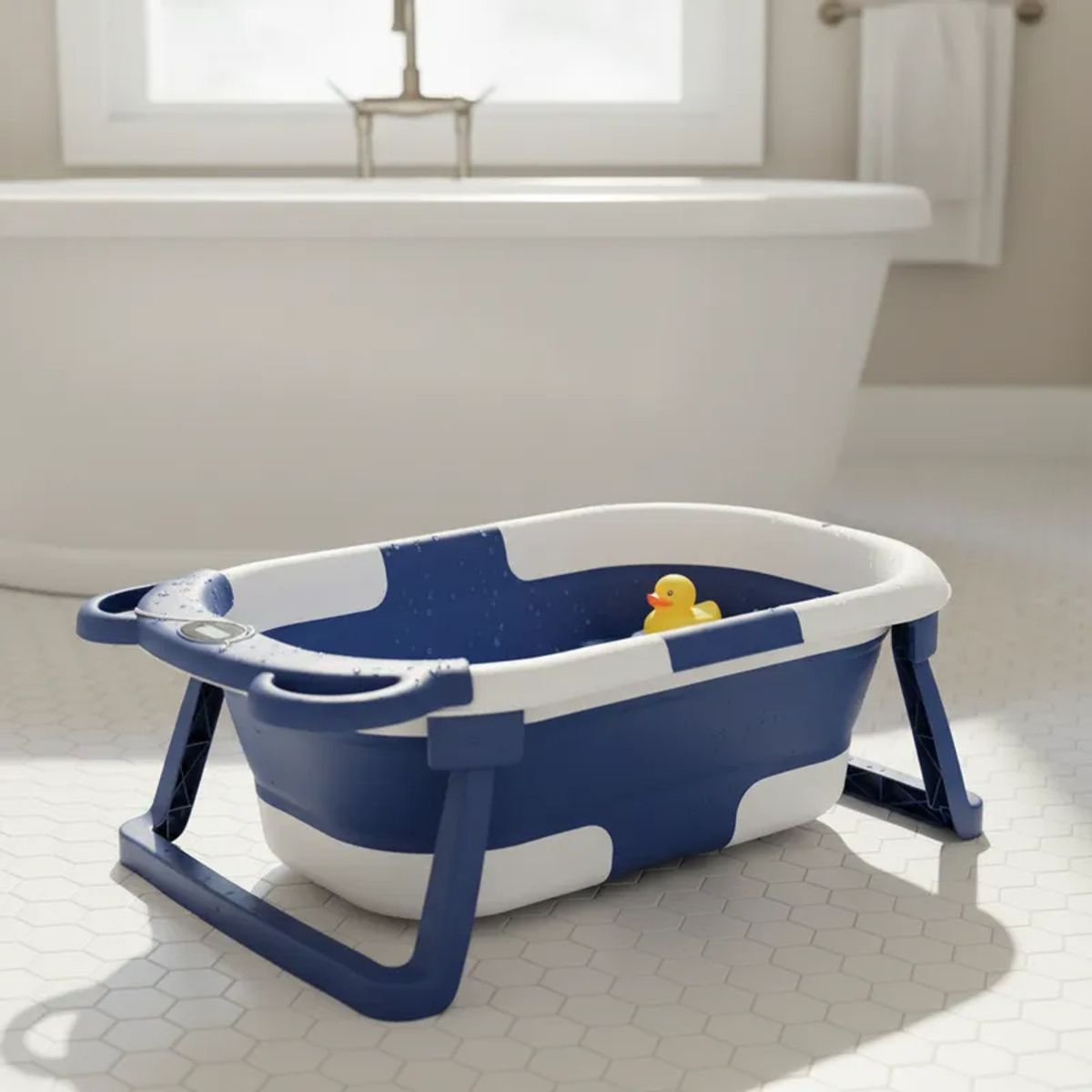BEBESIT - Bañera Plegable Smart Bear Viajes Bebe Azul con Termómetro