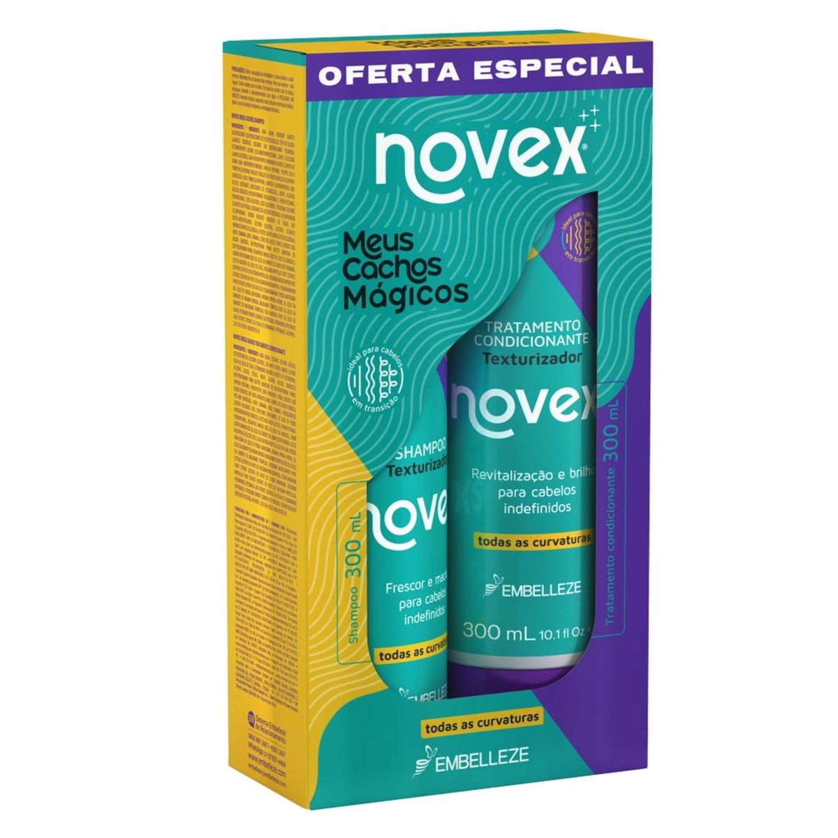 NOVEX - Kit  shampoo y acondicionador Meus Cachos Magicos Novex 300ml cada uno