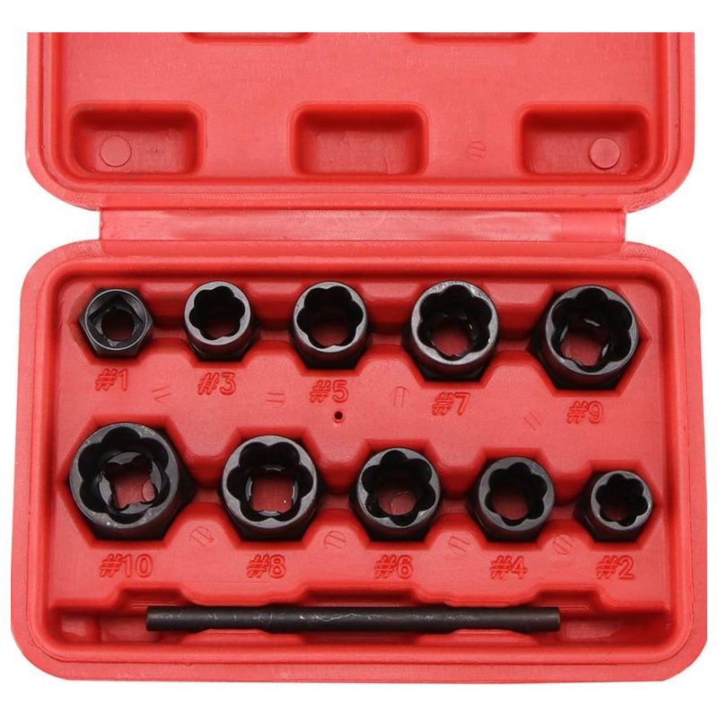 GENERICO - Juego Dados Extractor De Tuerca-pernos Rodados 11pcs Rojo