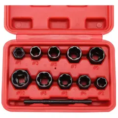 GENERICO - Juego Dados Extractor De Tuerca-pernos Rodados 11pcs Rojo