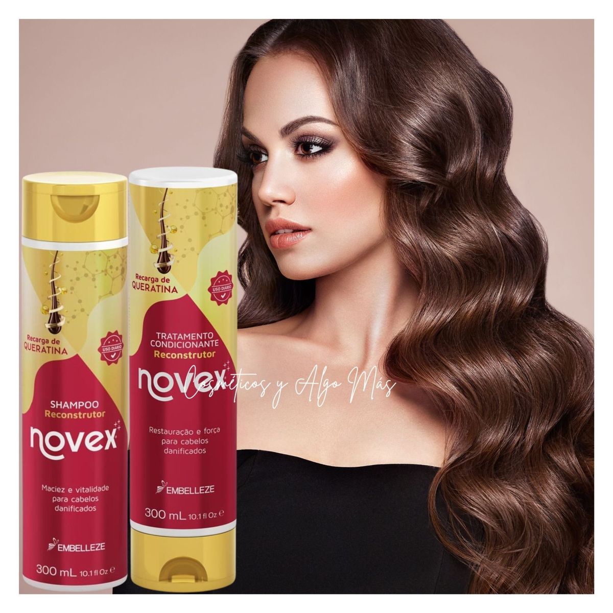 NOVEX - Kit restauración shampoo y acondicionador queratina Novex 300ml cada 1