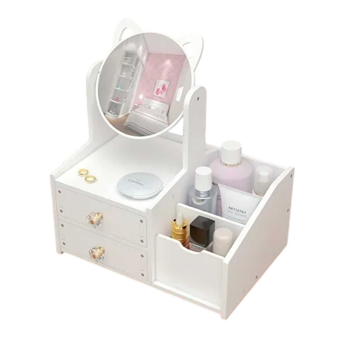 GENERICO - Organizador Mini Joyero Tocador Espejo Joyero Gato pequeño