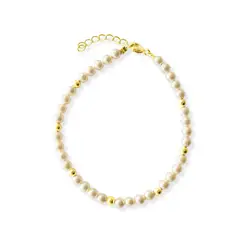 ANDREA COGGIOLA JOYAS - Pulsera Shellpearl 4mm Bolita Enchapado Oro 18K_.