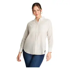 CURVI - Blusa Manga Larga Rayada Con Lurex Beige