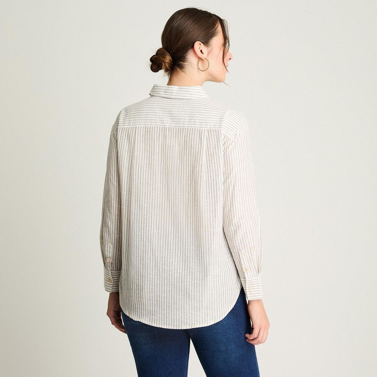 LORENZO DI PONTTI - Blusa Manga Larga Rayada Con Lurex Beige