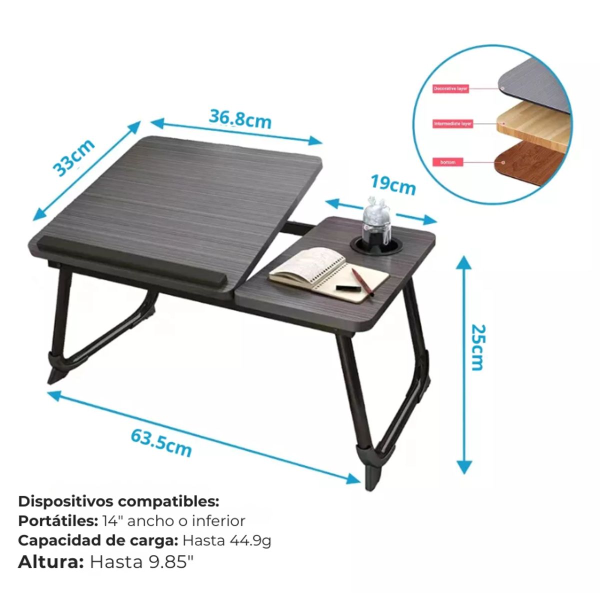 GENERICO - Mesa Plegable Para Notebook Laptop Soporte Ajustable Cama