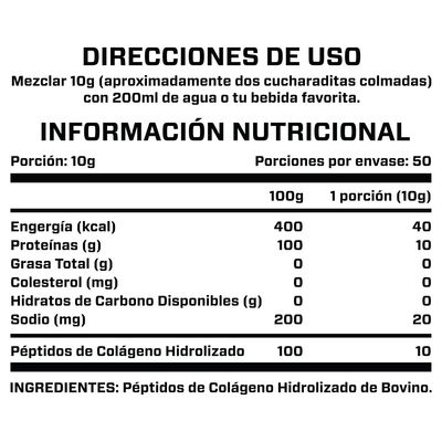 Imagen 2 del producto COLAGENO HIDROLIZADO 500G 50SV SIN SABOR -