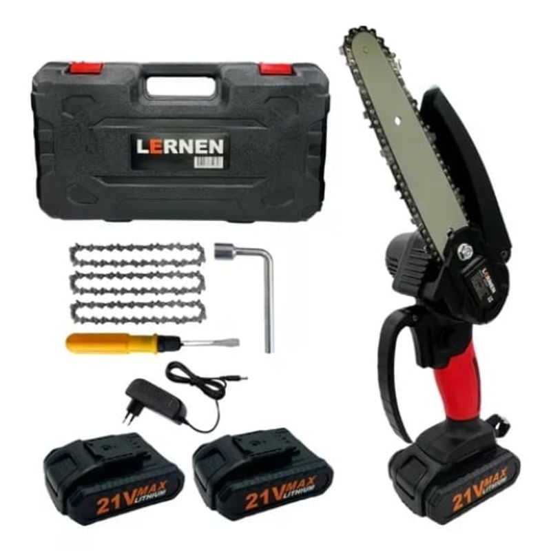 LERNEN - Motosierra Podadora Eléctrica 6 Pulgadas Lernen + 2 Baterías