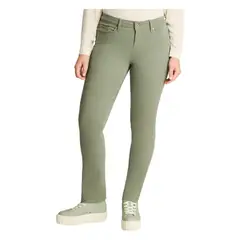 CURVI - Jeans Tiro Medio Recto Color 5 Bolsillos Verde