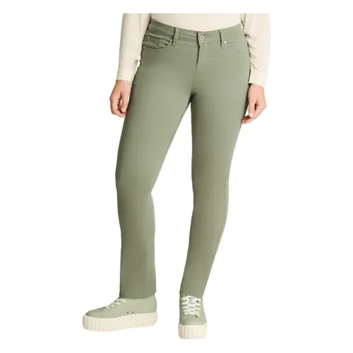 CURVI - Jeans Tiro Medio Recto Color 5 Bolsillos Verde