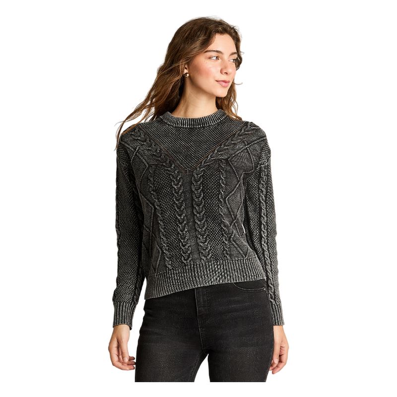 ACUARELA - Sweater Manga Larga Acid Wash Gris
