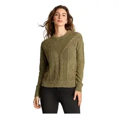 ACUARELA - Sweater Manga Larga Acid Wash Verde