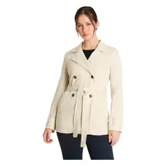 CURVI - Chaqueta Suede Básica Manga Larga Beige