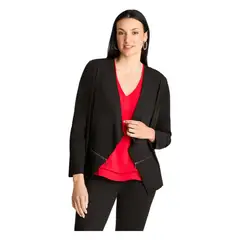 LORENZO DI PONTTI - Chaqueta Manga Larga Tipo Tapado De Suede Asimetrico Negro