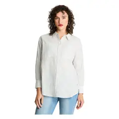 CURVI - Blusa Manga Larga Rayada Con Lurex Celeste