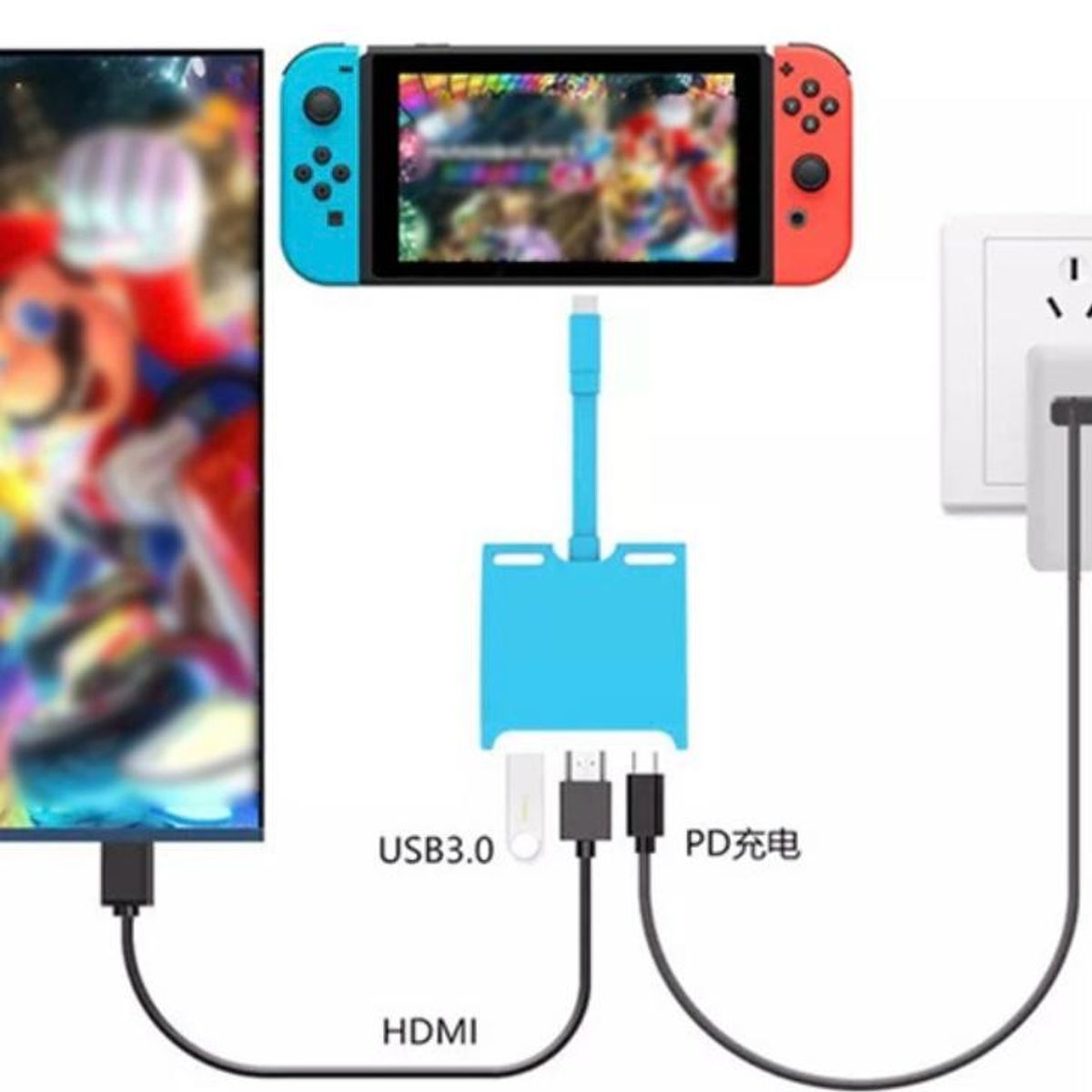 GENERICO - Dock Hub Portátil Para Nintendo Switch Tv Hdmi