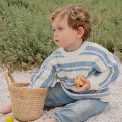 VACANZA - Sweater Costa Baby - Celeste Blanco