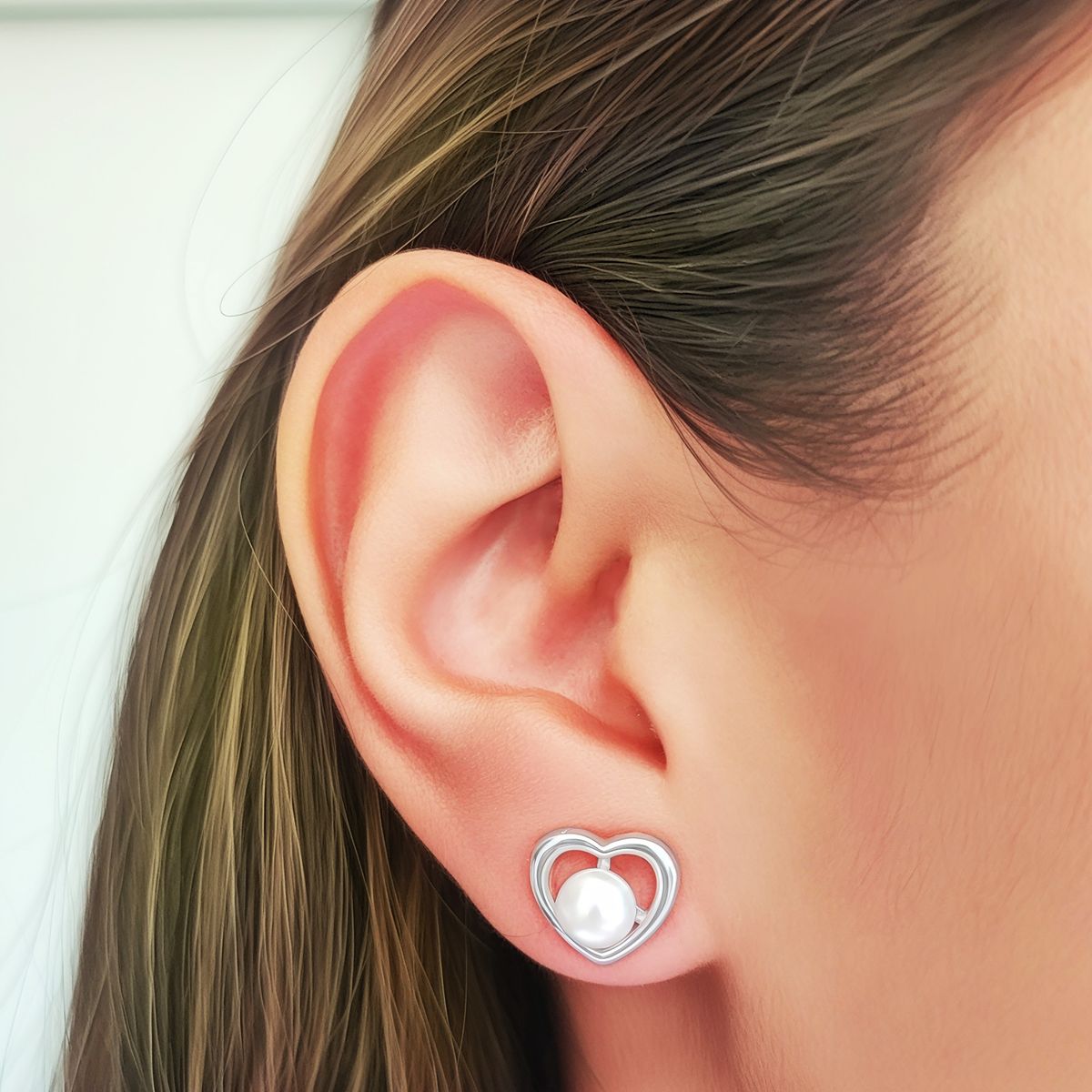 ANDREA COGGIOLA JOYAS - Aros Corazón Perla De Río Plata Fina 925