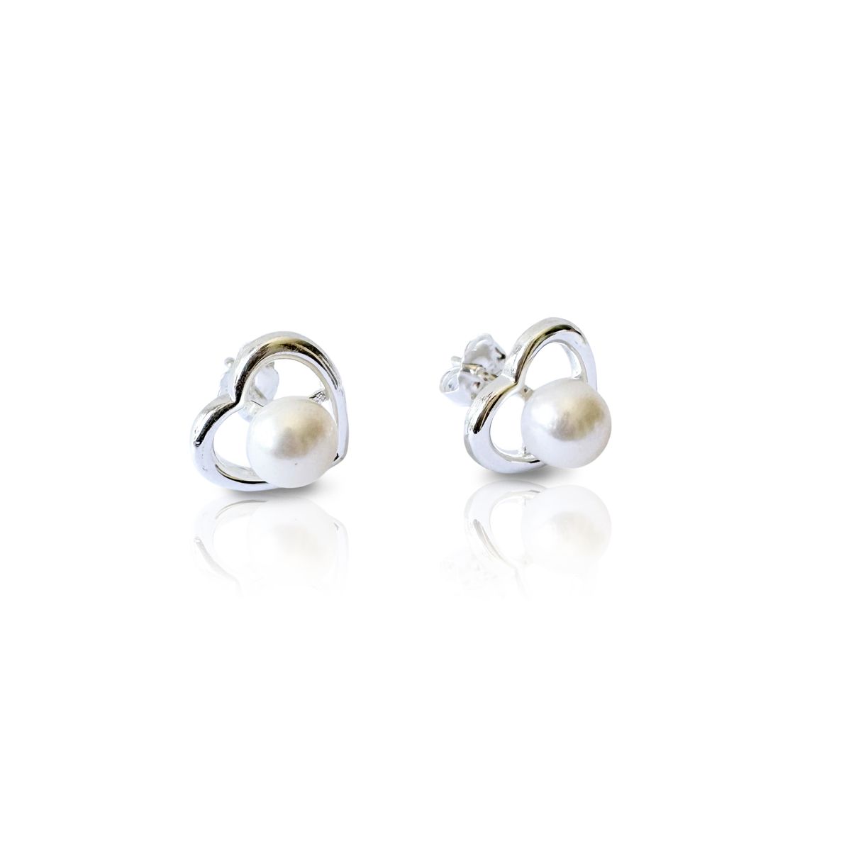 ANDREA COGGIOLA JOYAS - Aros Corazón Perla De Río Plata Fina 925