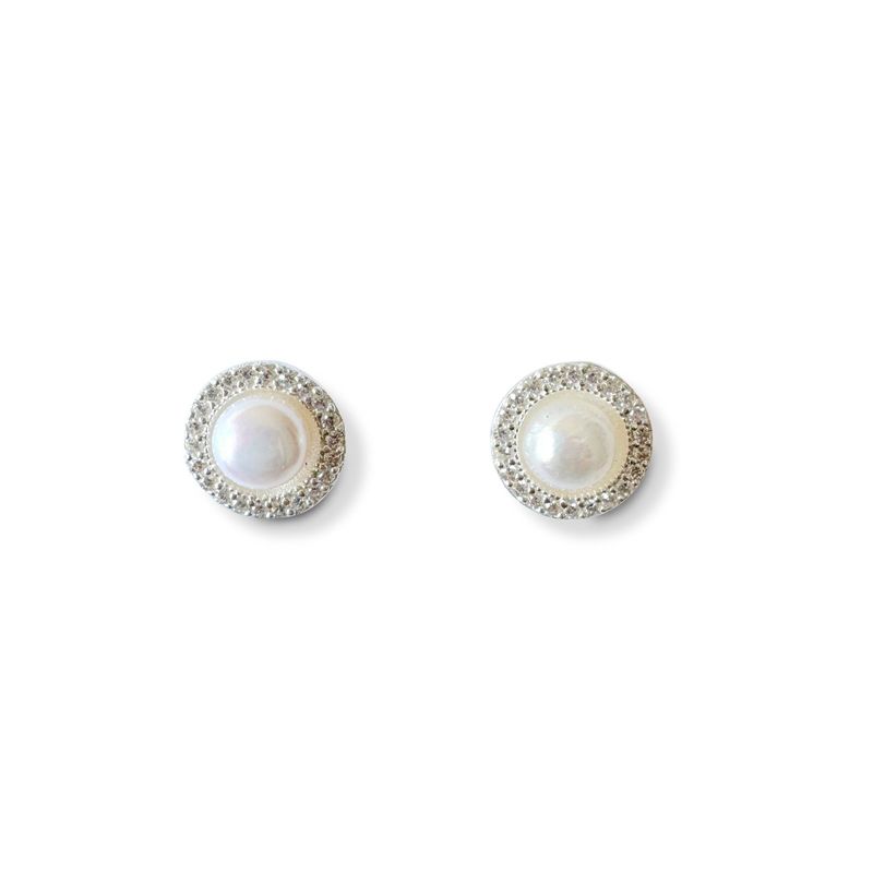 ANDREA COGGIOLA JOYAS - Aros María Perla de Río Circón Plata Fina 925