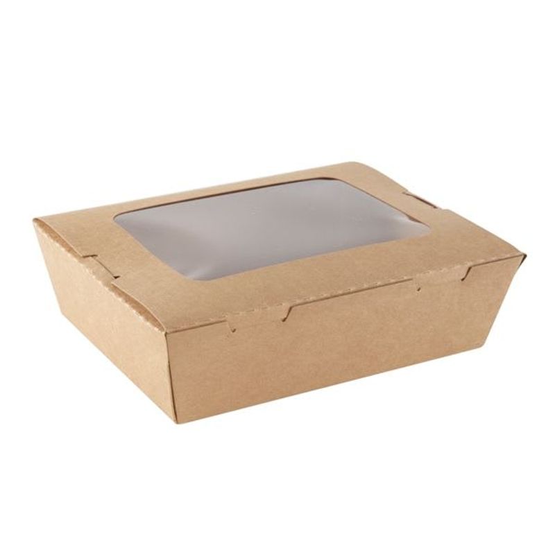 GENERICO - Caja Kraft Con Ventana 1200ml 50 Unidades