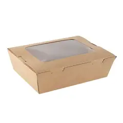 GENERICO - Caja Kraft Con Ventana 1200ml 50 Unidades