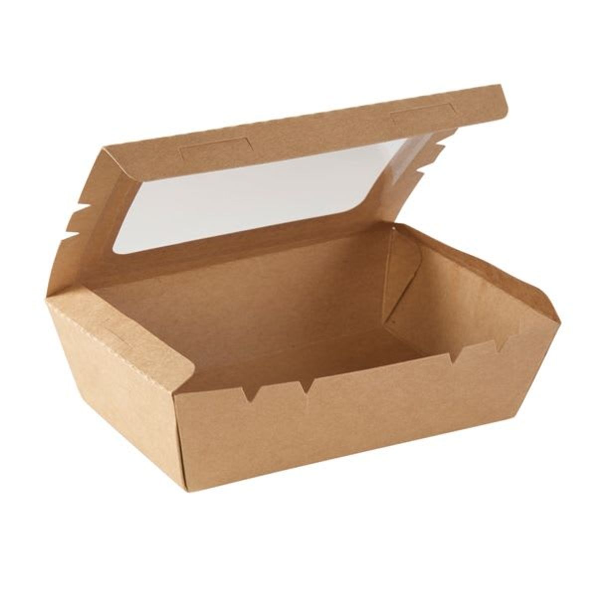 GENERICO - Caja Kraft Con Ventana 1200ml 50 Unidades