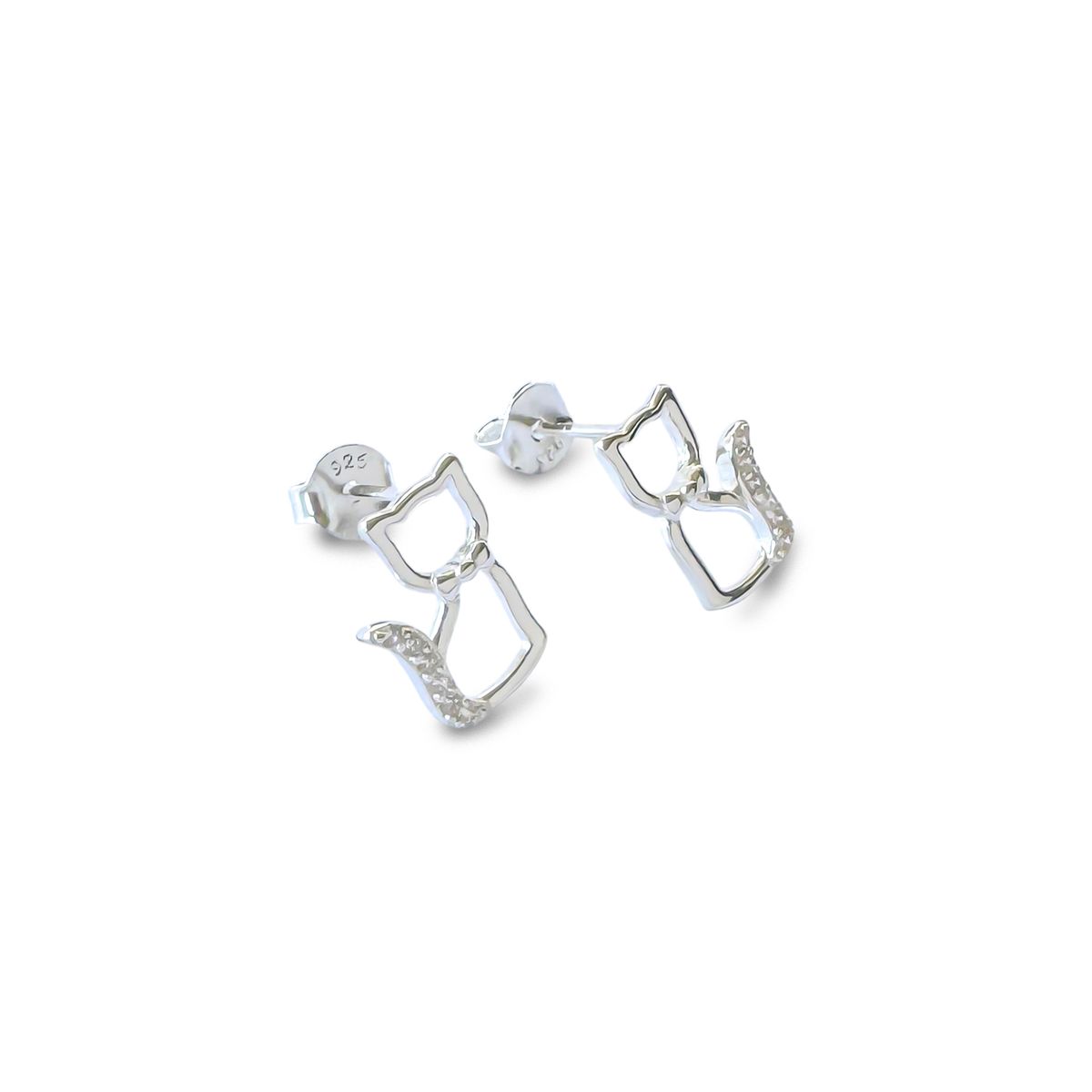 COGGIOLA - Aros Gato Circón 11mm Plata Fina 925