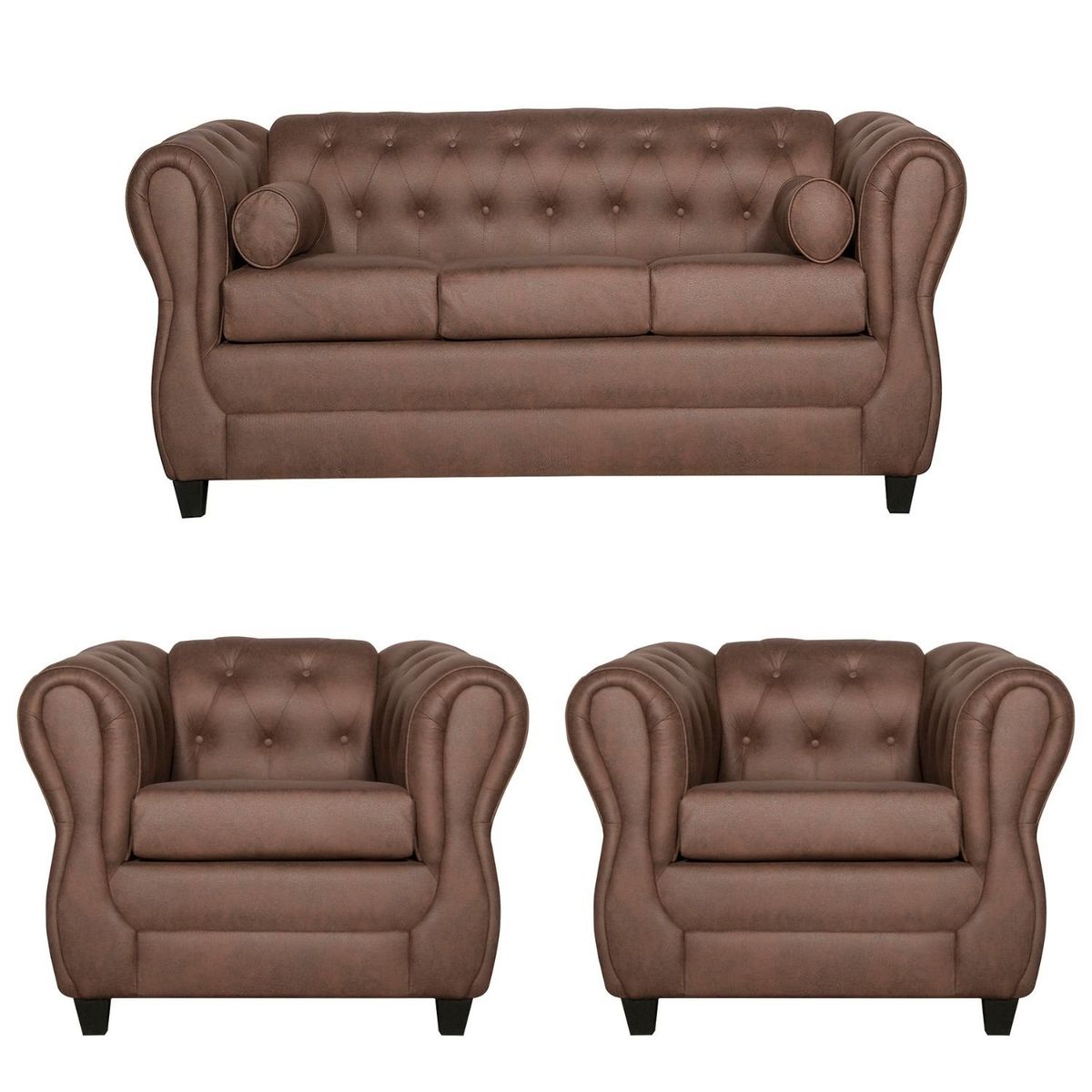 RUZAM MOBEL - JUEGO DE LIVING 3-1-1 CHESTERFIELD CAFÉ