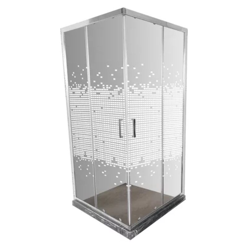 JOYTEK - Mampara Cuadrada Blanca Con Mosaicos 90x90x185 cm