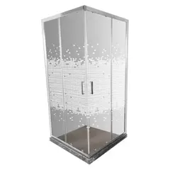 JOYTEK - Mampara Cuadrada Blanca Con Mosaicos 90x90x185 cm