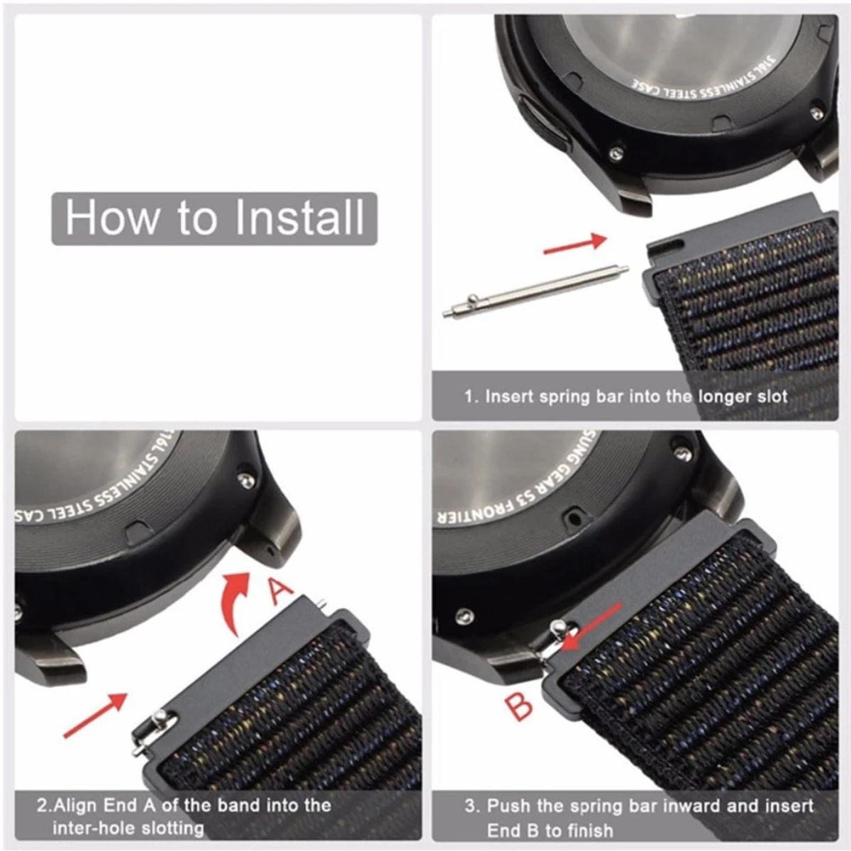 GENERICO - Correa Nylon Para Samsung Watch 7 6 5 4 / 20mm Pride