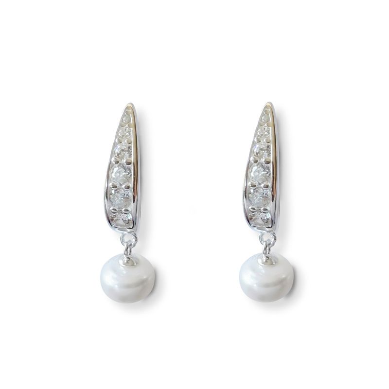 ANDREA COGGIOLA JOYAS - Aros Denisse Argolla Circón Perla De Río Plata Fina 925