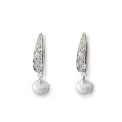 ANDREA COGGIOLA JOYAS - Aros Denisse Argolla Circón Perla De Río Plata Fina 925