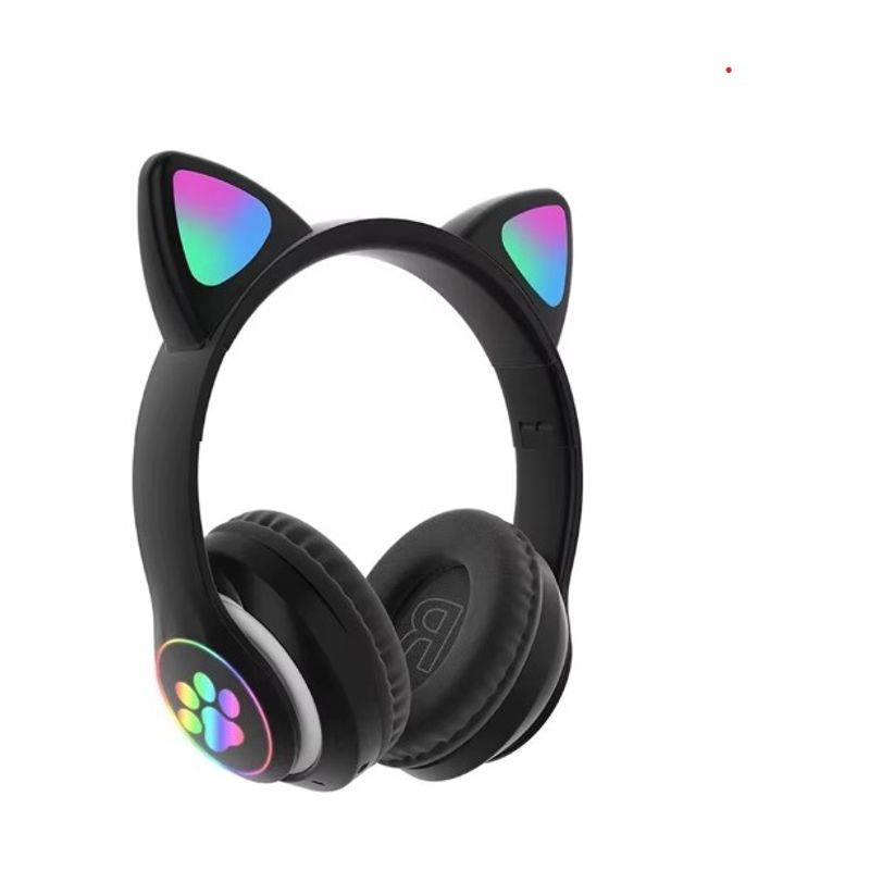 GENERICO - Audifonos Inalámbricos Diseño de Gato y Efectos de Luz NEGRO